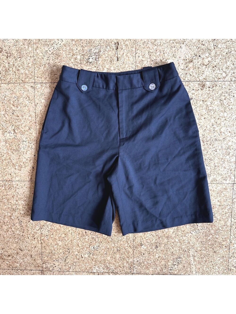 Ayres Navy Wool Blend High Waist Longline Bermuda Shorts Women's XS US Made